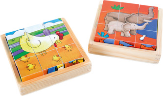 Small Foot Dřevěné obrázkové kostky Farma a ZOO