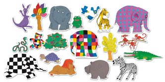 Vilac Dřevěné magnetky slon Elmer 20ks