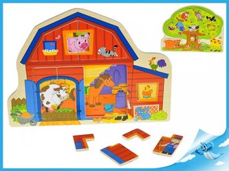 Dřevěná vkládačka 1ks farma