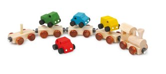 Small Foot Dřevěný magnetický vláček s auty