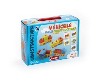 Jeujura Dřevěná stavebnice 29 dílků dopravní prostředky