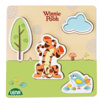 Lena Dřevěné puzzle medvídek Pů s tygrem