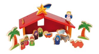 Small Foot Dětský dřevěný barevný betlém