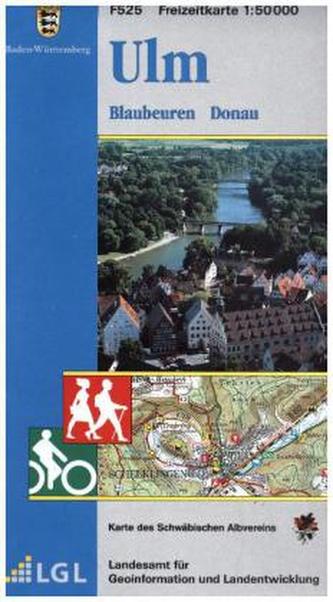 Topographische Freizeitkarte Baden-Württemberg Ulm, Blaubeuren, Donau