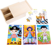 Small Foot Dřevěné puzzle 4v1 v boxu pro kluky