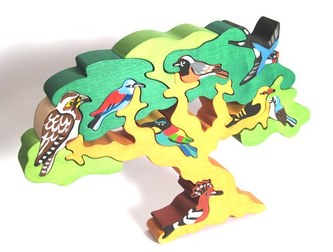 Fauna Dřevěné vkládací puzzle z masivu strom stěhovaví ptáci