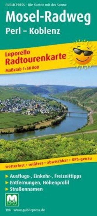 PublicPress Leporello Radtourenkarte Mosel-Radweg Perl - Koblenz, 16 Teilktn.