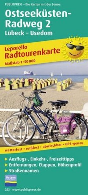 PublicPress Radwanderkarte Ostseeküsten-Radweg 2 Lübeck-Usedom, 45 Teilktn.. Tl.2