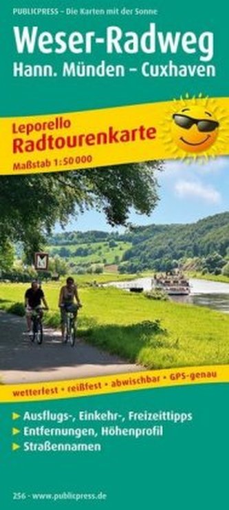 PublicPress Radwanderkarte Weser-Radweg. Hann. Münden - Cuxhaven. Leporello