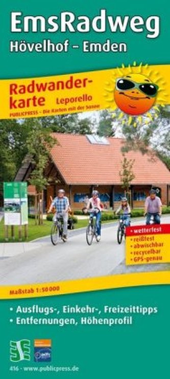 PublicPress Leporello Radtourenkarte EmsRadweg, Hövelhof - Emden