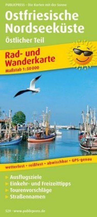 PublicPress Rad- und Wanderkarte Ostfriesische Nordseeküste, Östlicher Teil