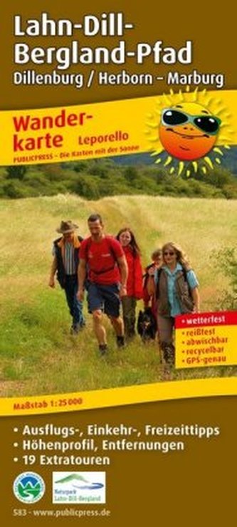 PublicPress Wanderkarte Lahn-Dill-Bergland-Pfad, 34 Teilktn.