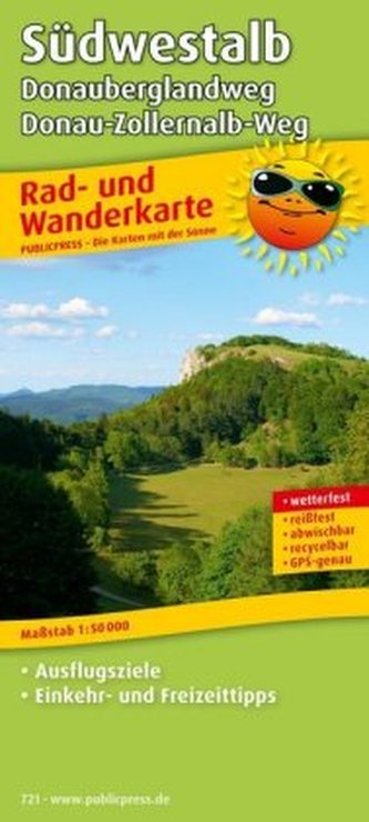 PublicPress Rad- und Wanderkarte Südwestalb, Donauberglandweg, Donau-Zollernalb-Weg