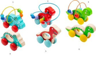 Small Foot Dinosurus na kolečkách 1 ks červený do ruky