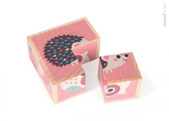 Dřevěné kostky Lesní mláďátka Baby Forest Janod pohádkové od 1 roku 4 ks