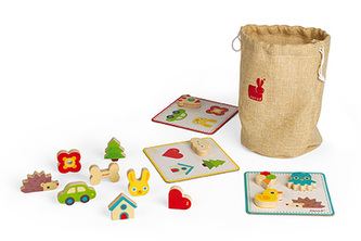 Dřevěné pexeso na senzorické vnímání a přiřazování Janod