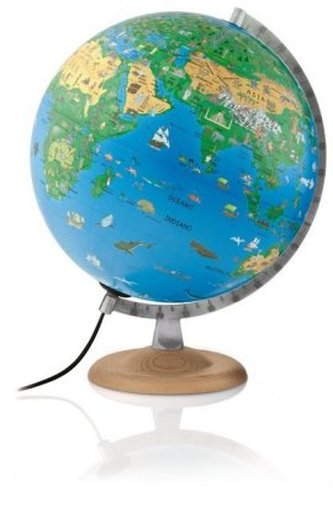 Family silver Kinder-Leuchtglobus, Fuß Buche natur u. Metallmeridian