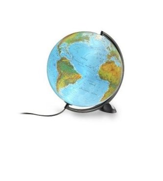 Doppelbild-Leuchtglobus Atmosphere Ellipse B, schwarzer Kunststofffuß und schwarzer Metallmeridian im modernen Design