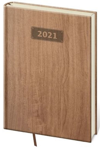 Diář 2021: Wood světle hnědá, A5 týdenní, 145x205