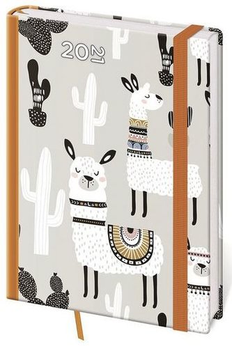 Diář 2021: Vario Lama, A5 denní, 145x205, s gumičkou