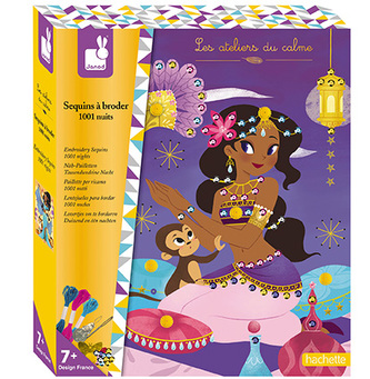 Kreativní hračky na tvoření Obrázky s flitry přišívání Tisíc a jedna noc Janod Atelier