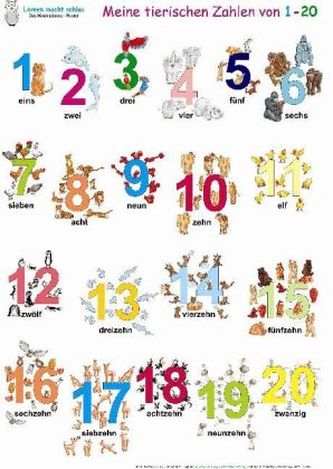 Meine tierischen Zahlen von 1-20, Poster