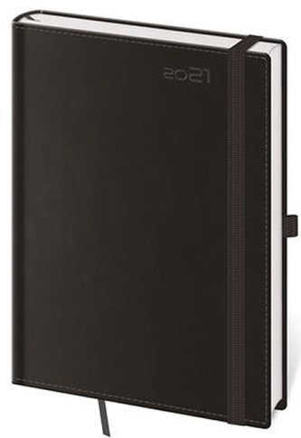 Diář 2021: Double Black, A5 denní, 145x205, s poutkem na propisku