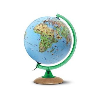 Kinder-Leuchtglobus Safari Plus, heller Holzfuß u. grüner Halbmeridian (KS 2525)