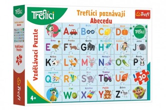 Puzzle Treflíci poznávají Abecedu 30 dílků 60x40cm v krabici 33x23x6cm