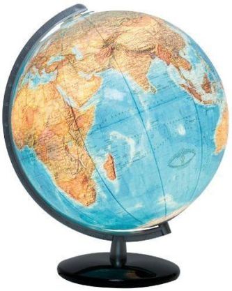 DUO Globus (TING & IPhone/IPad kompatibel), schwarzer Klavierlack-Holzfuss u. Kunststoffmeridian silberfarben