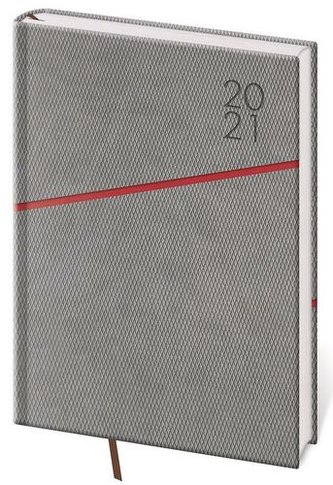 Diář 2021: Grife šedo/červená, A5 denní, 143x205