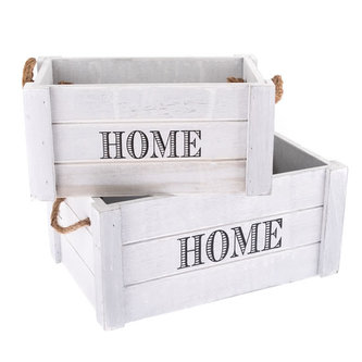 Sada dřevěných bedýnek Home - světle šedá 2 ks