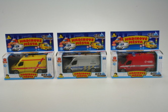 Kovové auto policie,hasič,sanita - zvuk,světlo - 1 kus