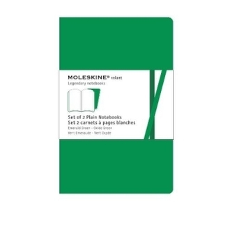 Moleskine Volant, Pocket Size, Plain Notebook, emerald/green, 2er-Set