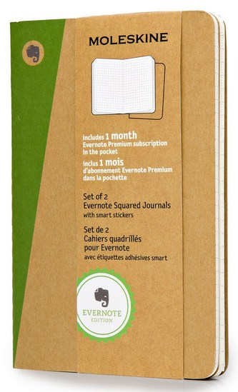 Moleskine Evernote Notizbuch, Pocket, A6, kariert, soft cover, Kraft/Natur, 2er-Set