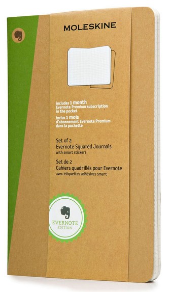 Moleskine Evernote Notizbuch, Large, A5 kariert, soft cover, Kraft/Natur, 2er-Set