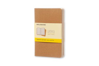 Moleskine Cahier A6, kariert, Kraft/Natur, 3er-Set