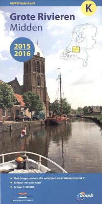 ANWB Waterkaart Grote Rivieren Midden 2015/2016