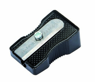 SACAPUNTAS, jednoduché kovové ořezávátko, metalické barvy - stříbrná, černá