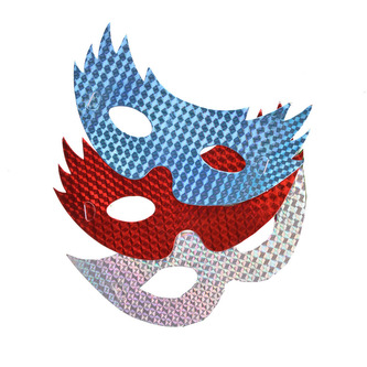 Škraboška papírová  holografická, 3 ks