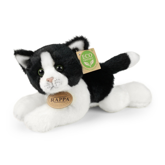 Plyšová kočka bílo-černá ležící, 16 cm, ECO-FRIENDLY