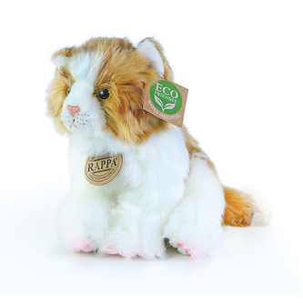 Plyšová kočka sedící bílo-hnědá, 17 cm, ECO-FRIENDLY