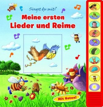 Meine ersten Lieder und Reime, 10 Button Liederbuch mit Noten, m. Soundeffekten