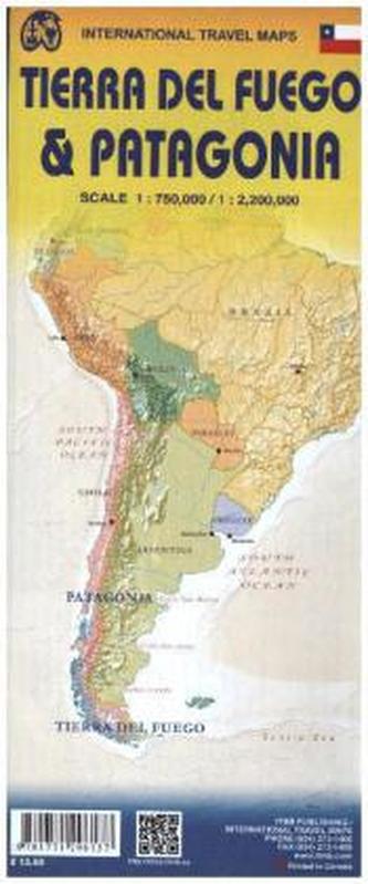 International Travel Map ITM Patagonia & Tierra Del Fuego