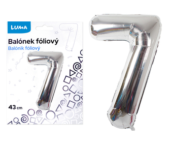 Balónek foliový  č. 7  STŘÍBRNÝ 40cm LUMA