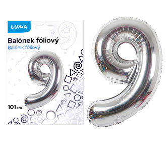 Foliová číslice - stříbrná 9