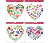Okenní fólie s glitry srdce 30x30 cm, 978