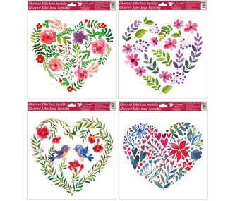 Okenní fólie s glitry srdce 30x30 cm, 978