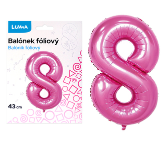 Balónek foliový  č. 8  RŮŽOVÝ 40cm LUMA