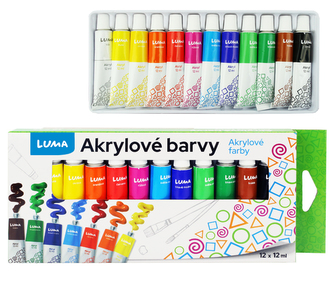 Barvy akrylové sada LUMA 12 barev 12ml